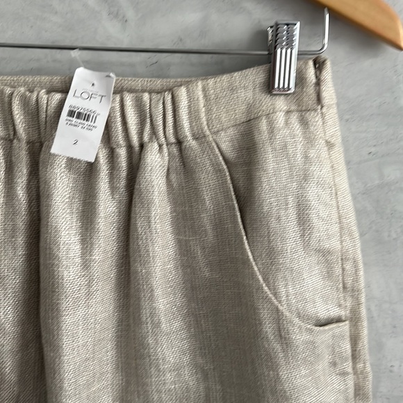 NWT Loft Khaki Linen Skirt with Front Pockets w/Lining , Size 2 - Picture 2 of 7